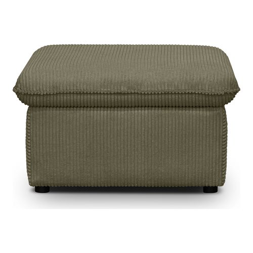 Pouf coffre de rangement en velours côtelé vert kaki - Baya