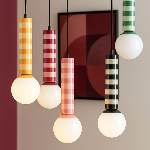 Suspension en métal rayée rose - Rayado