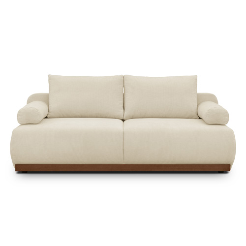 Canapé convertible 3 places avec coffre de rangement en tissu chenille beige foncé - ouverture rapide - Auteuil