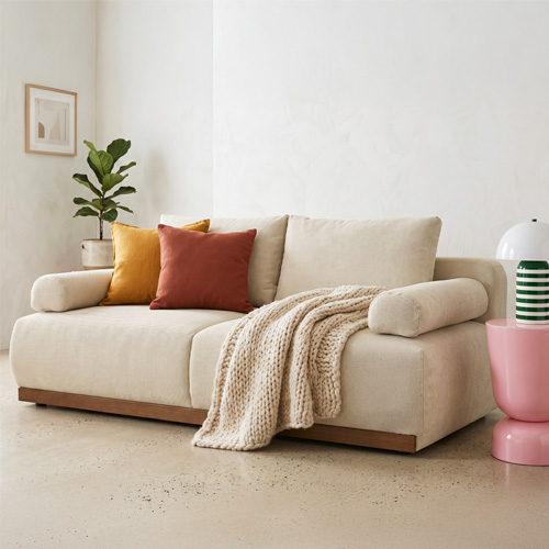 Canapé convertible 3 places avec coffre de rangement en tissu chenille beige foncé - ouverture rapide - Auteuil