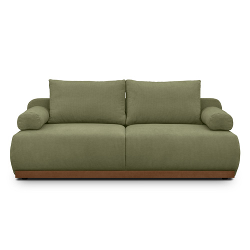 Canapé convertible 3 places avec coffre de rangement en tissu chenille vert olive - ouverture rapide - Auteuil