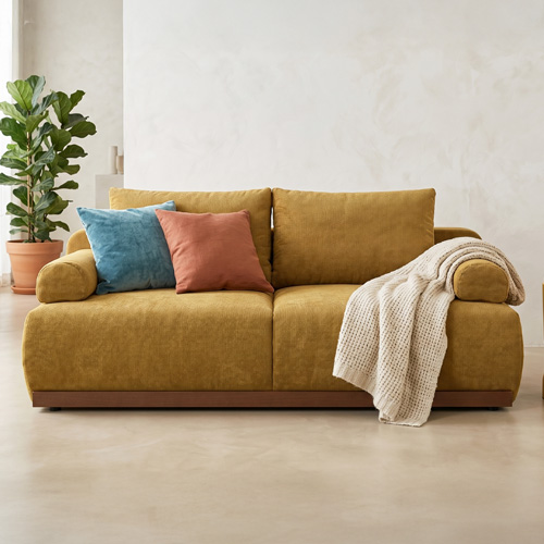 Canapé convertible 3 places avec coffre de rangement en tissu chenille bronze - ouverture rapide - Auteuil