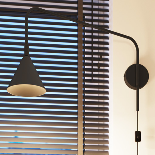 Applique murale à bras orientable noire - Nox
