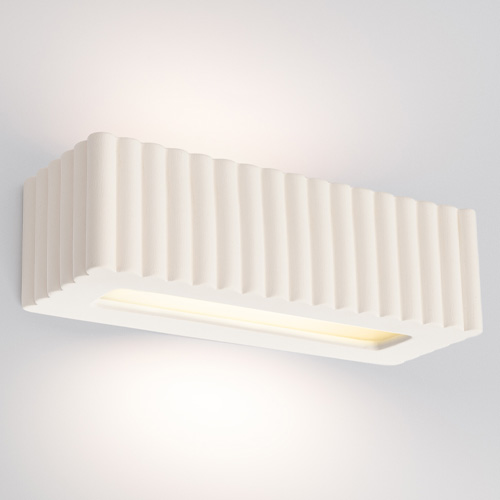 Applique rectangulaire en céramique cannelée blanche - Rigata