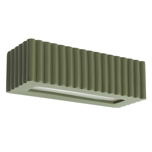 Applique rectangulaire en céramique cannelée vert olive - Rigata