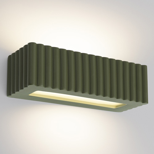 Applique rectangulaire en céramique cannelée vert olive - Rigata