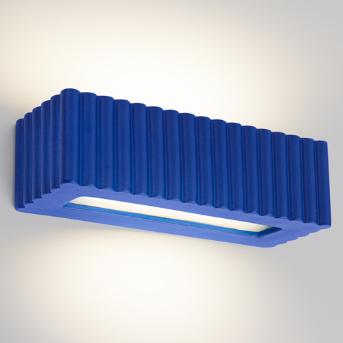 Applique rectangulaire en céramique cannelée bleu - Rigata