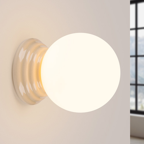 Applique murale en céramique beige et globe en verre - Zori