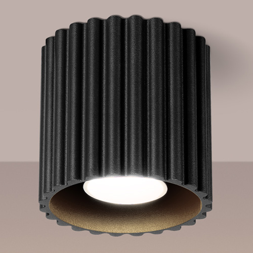 Plafonnier cannelé noir - Aura