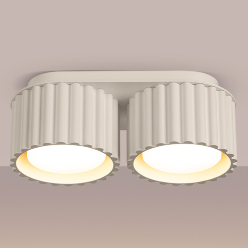 Plafonnier cannelé 2 lumières beige - Aura