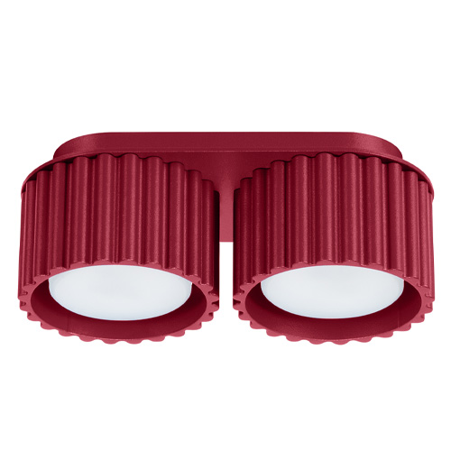 Plafonnier cannelé 2 lumières bordeaux - Aura