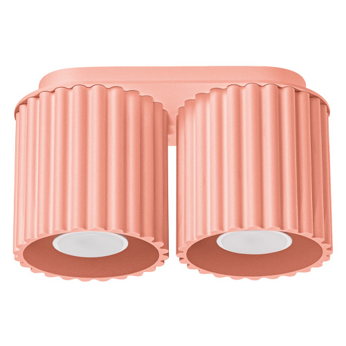 Plafonnier cannelé 2 lumières pêche - Aura