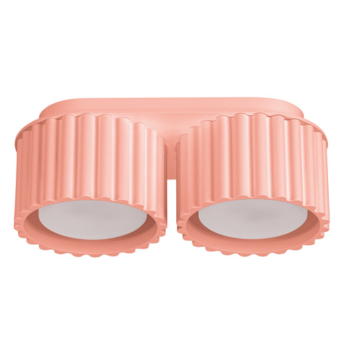 Plafonnier cannelé 2 lumières pêche - Aura