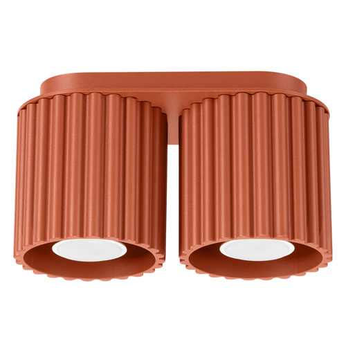 Plafonnier cannelé 2 lumières terracotta - Aura