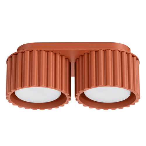 Plafonnier cannelé 2 lumières terracotta - Aura