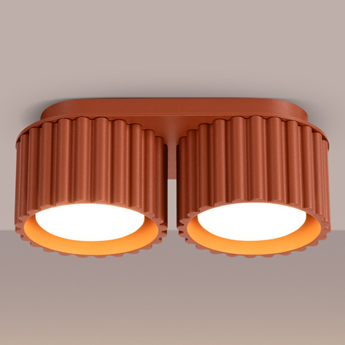 Plafonnier cannelé 2 lumières terracotta - Aura