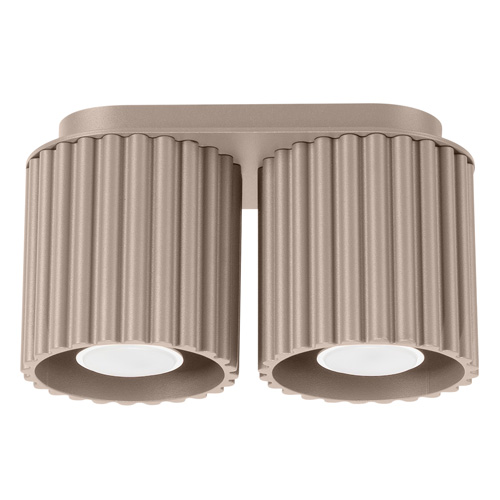 Plafonnier cannelé 2 lumières taupe - Aura
