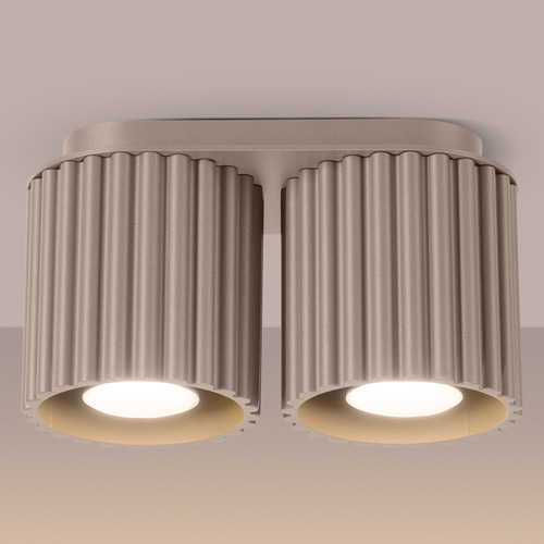 Plafonnier cannelé 2 lumières taupe - Aura