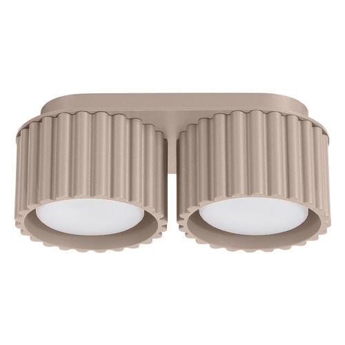 Plafonnier cannelé 2 lumières taupe - Aura