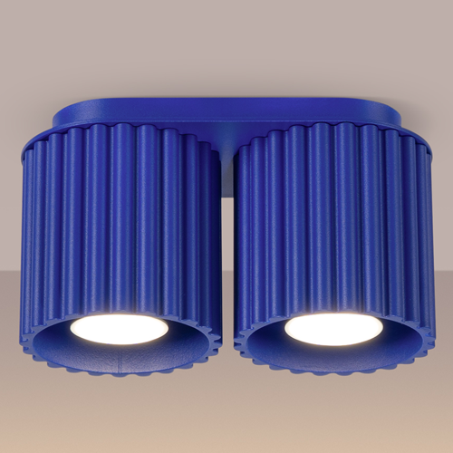 Plafonnier cannelé 2 lumières bleu - Aura