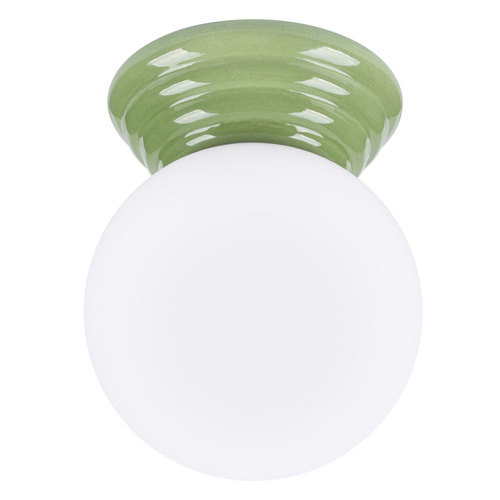 Plafonnier en céramique et globe en verre vert - Zori