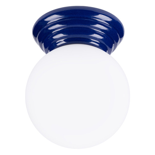 Plafonnier en céramique et globe en verre bleu - Zori