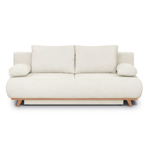 Canapé convertible 3 places avec coffre de rangement en tissu chenille beige - Laria