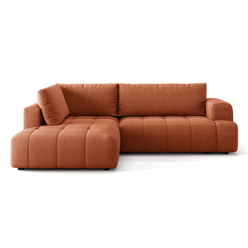 Canapé d'angle à gauche convertible 4 places en tissu chenille terracotta - ouverture rapide - Brera