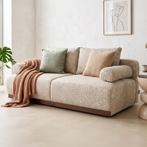 Canapé convertible 3 places avec coffre de rangement en tissu chenille léopard - ouverture rapide - Auteuil