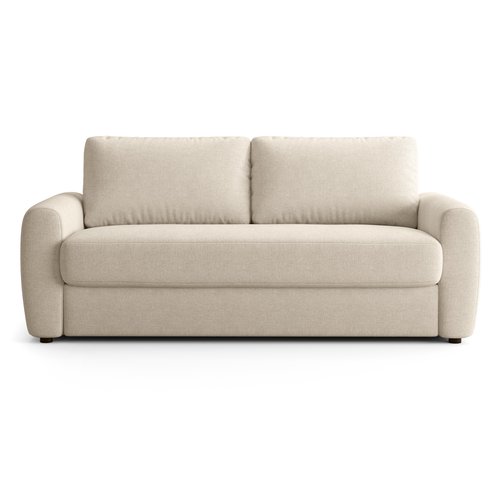 Canapé droit convertible 3 places en tissu chenille beige - ouverture express - Salvia