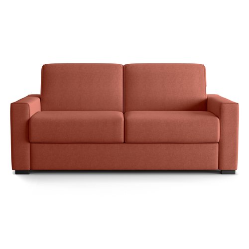 Canapé droit convertible 3 places en tissu chenille terracotta - ouverture express - Anzio