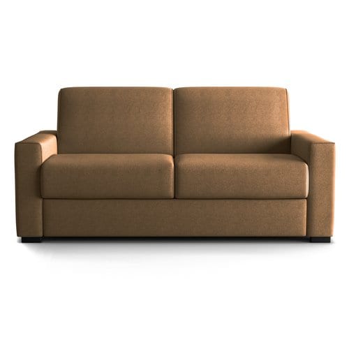 Canapé droit convertible 3 places en tissu chenille moka - ouverture express - Anzio