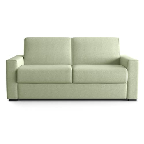 Canapé droit convertible 3 places en tissu chenille vert sauge - ouverture express - Anzio