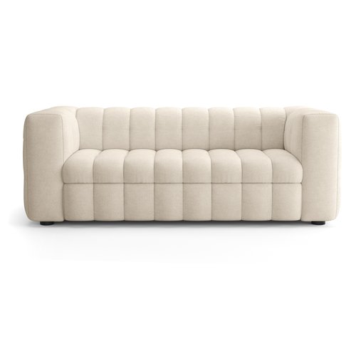 Canapé capitonné convertible 3 places en tissu chenille beige - ouverture express - Cester