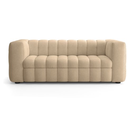Canapé capitonné convertible 3 places en tissu chenille taupe - ouverture express - Cester