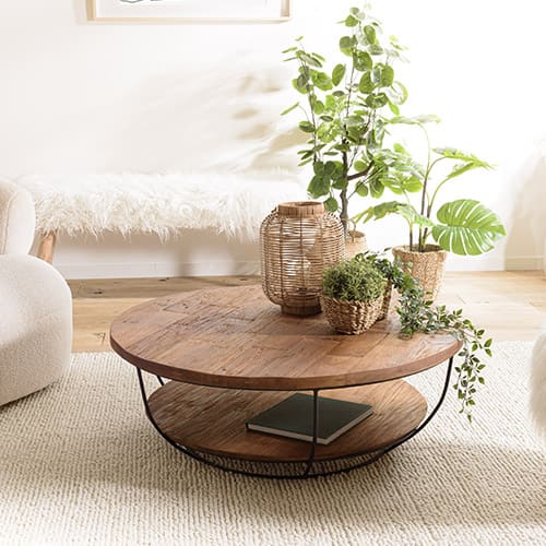 Gøran - Table basse coque noire double plateau 100 x 100 cm