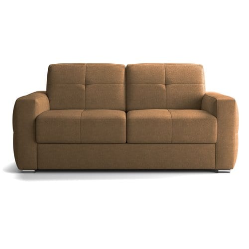 Canapé capitonné convertible 3 places en tissu chenille moka - ouverture express - Cassian