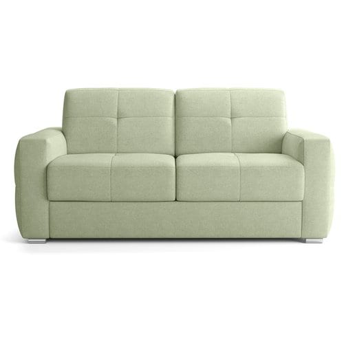 Canapé capitonné convertible 3 places en tissu chenille vert sauge - ouverture express - Cassian