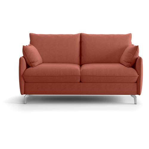 Canapé droit convertible 3 places en tissu chenille terracotta - ouverture express - Astoria