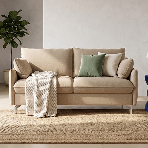 Canapé droit convertible 3 places en tissu chenille taupe - ouverture express - Astoria