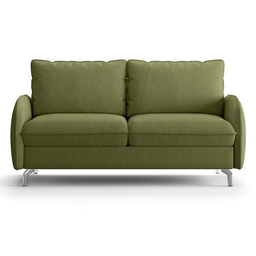 Canapé droit convertible 3 places en tissu chenille vert olive - ouverture express - Novoli