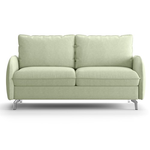 Canapé droit convertible 3 places en tissu chenille vert sauge - ouverture express - Novoli