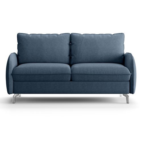 Canapé droit convertible 3 places en tissu chenille bleu foncé - ouverture express - Novoli