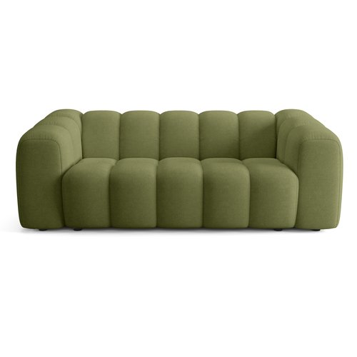 Canapé capitonné convertible 3 places en tissu chenille vert olive - ouverture express - Belleville