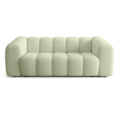Canapé capitonné convertible 3 places en tissu chenille vert sauge - ouverture express - Belleville