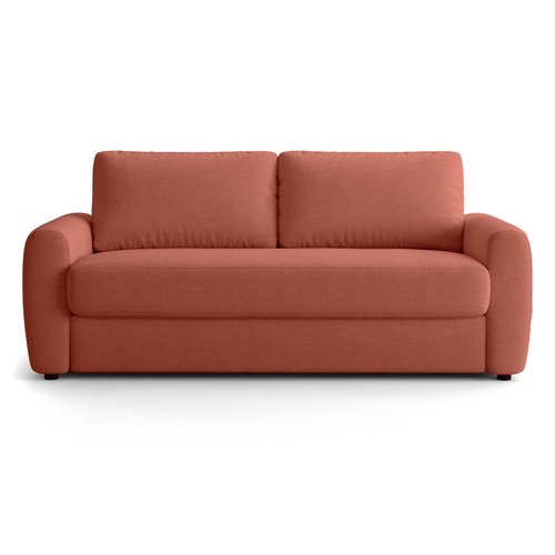 Canapé droit convertible 3 places en tissu chenille terracotta - ouverture express - Salvia