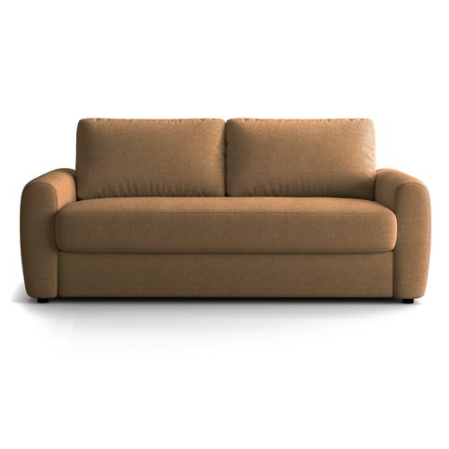 Canapé droit convertible 3 places en tissu chenille moka - ouverture express - Salvia