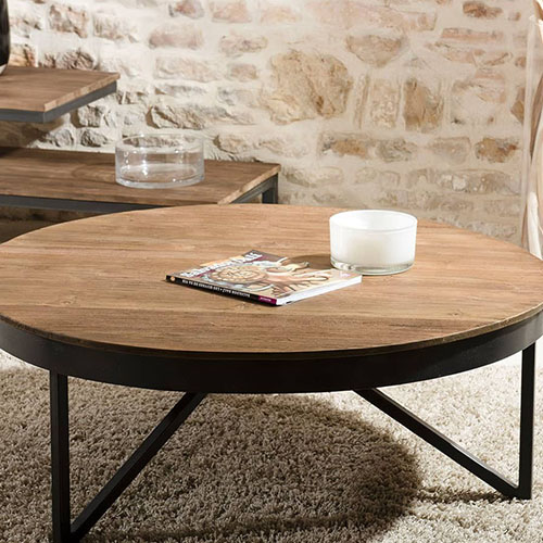 Gøran - Table basse ronde 90 x 90 cm bois et métal