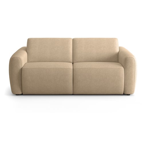 Canapé droit convertible 3 places en tissu chenille taupe - ouverture express - Suzie