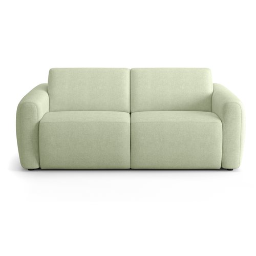 Canapé droit convertible 3 places en tissu chenille vert sauge - ouverture express - Suzie
